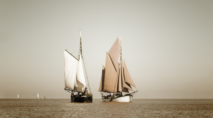 Sepia toned traditional ships - 95630083