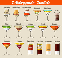Cocktail infographics. Ingredients.