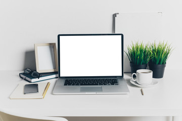 Fototapeta premium Working place, laptop