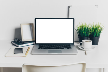 Fototapeta premium Working place, laptop