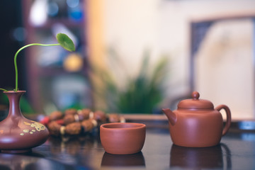 A cup of whole leaf lapsang souchong tea, a rich smoky flavored tea