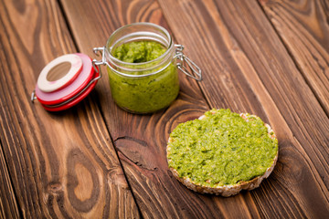 Diy homemade radish leaves pesto