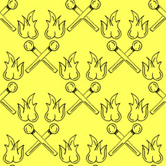 Hand Drawn Matches Paper Outline Stroke Cut Illustration Pattern