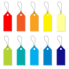 Prices rectangular labels with stitching