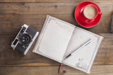Notebook Camera and Coffee