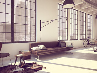 modern loft. 3d rendering