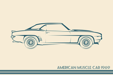 American muscle car silhouette 60s