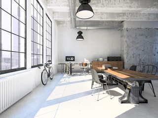 Interior design of  modern Living room. 3d rendering