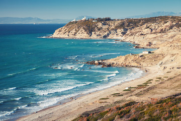 Fototapeta premium Coastal landscape of Gibraltar strait, Morocco