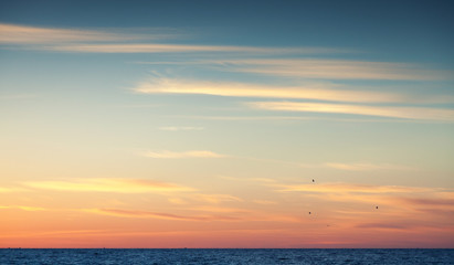 Colorful sunset sky over Atlantic ocea