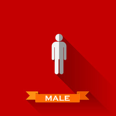 vector illustration of a male sign in flat design style with lon