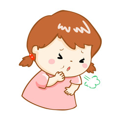 coughing girl cartoon vector illustration