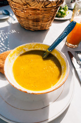 Traditional lentil soup in Morocco