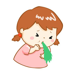 Obraz premium ill girl vomiting cartoon vector