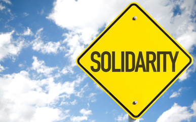 Solidarity sign with sky background