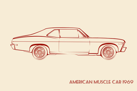 American muscle car silhouette 60s