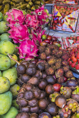 Open air fruit market in the village in Bali, Indonesia.