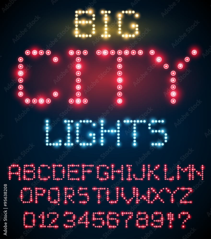 Wall mural Light font set