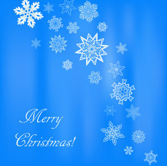 Christmas light blue square background with snowflakes