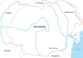Rumänien in Weiß (beschriftet) - Vektor