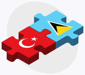 Turkey and Saint Lucia Flags