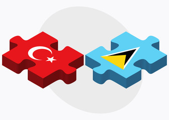 Turkey and Saint Lucia Flags