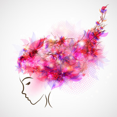 woman silhouette, abstract hair