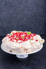 Pavlova cake with pomegranate