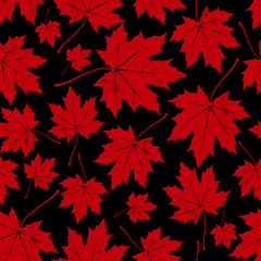 vintage floral autumn (fall) seamless pattern with maple leaves