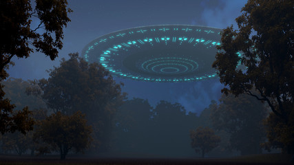 Ufo in night forest © kolbass