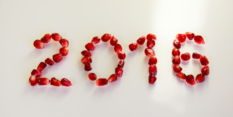 The inscription 2016 New Year. Berry Pomegranate.