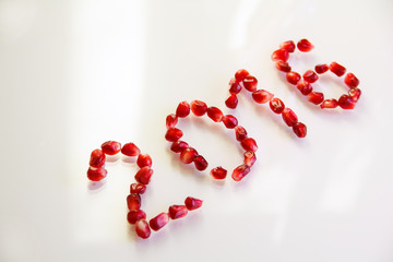 The inscription 2016 New Year. Berry Pomegranate.