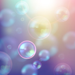 vintage vector illustration of shiny soap bubbles 