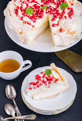 Pavlova cake with pomegranate