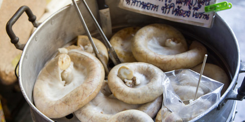 Thai street food, white mushrooms