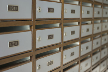 Mailbox with number and key pattern perspective