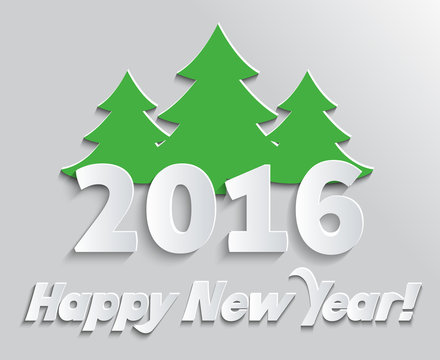 Happy New Year 2016 Banner with Tree