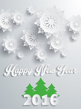 Happy New Year 2016 Banner with Tree