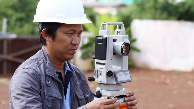 Engineers use tacheometer or theodolite for survey line columns for the construction of buildings