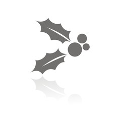 Icono navideño de hoja de acebo con frutos, adorno clásico festivo