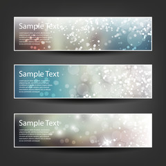 Fototapeta na wymiar Set of Horizontal Christmas, New Year or Other Holidays Banner Background Designs - Colors: Brown, Blue, Orange