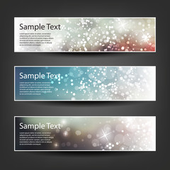 Fototapeta na wymiar Set of Horizontal Christmas, New Year or Other Holidays Banner Background Designs - Colors: Brown, Blue, Orange