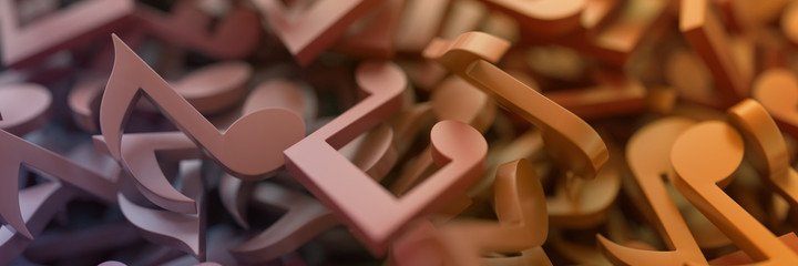 Musical notes background, 3d illustration