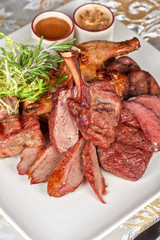 grilled meat with herbs