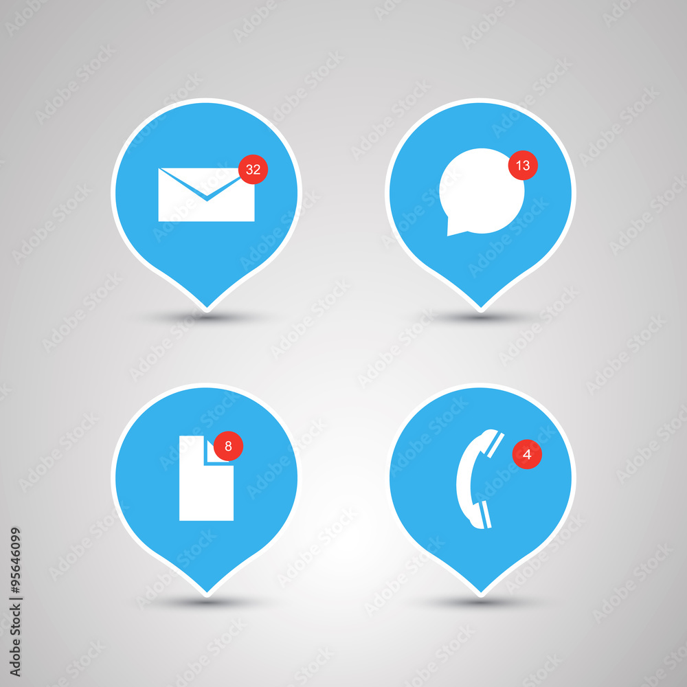 Poster speech bubble designs - flat design concepts with envelope, speech bubble, file and phone icons - mo