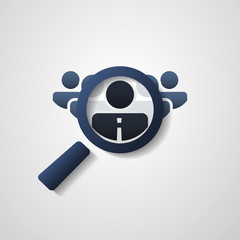 Human Resources - Personal Audit - Headhunter Symbol Design with Magnifying Icon
