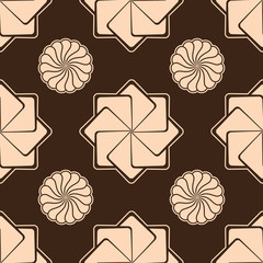 Zephyr and cookies over chocolate  seamless background.