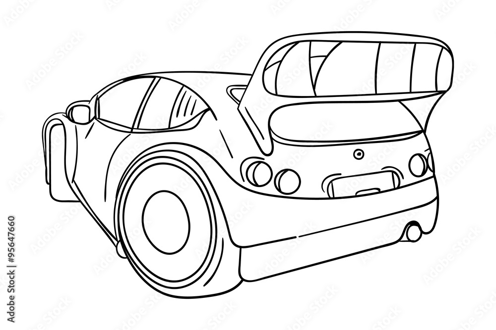 Sticker vector - sport car - isolated on background