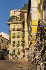 Fototapeta premium Facade of a building in the historic part of Kiev. Ukraine