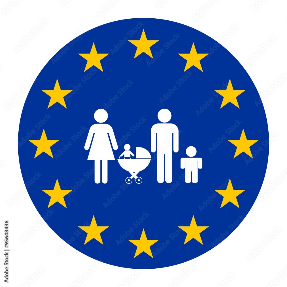 Wall mural Famille dans un drapeau européen